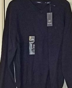 New Izod navy blue cotton v neck sweater men's med